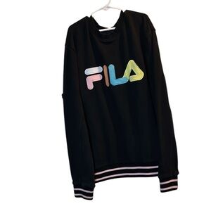 Vintage FILA Black Sweatshirt with embroidery Multicolor Logo small